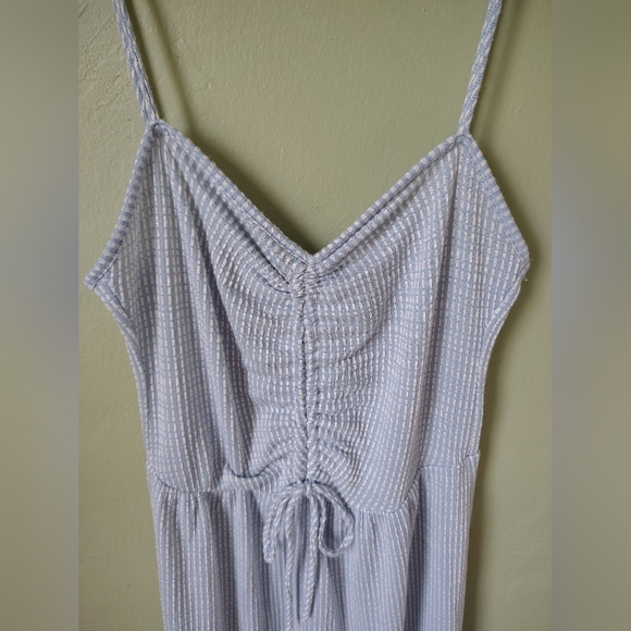 Caution to the Wind Women's Medium Light Blue White Spaghetti Strap Dress - Picture 3 of 6